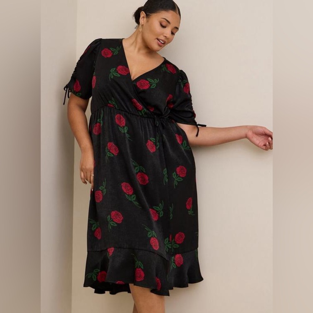 Torrid Midi Brushed Charmeuse Wrap Dress